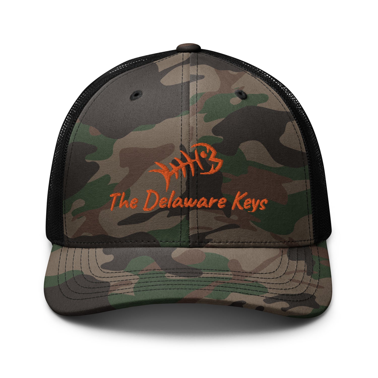 Orange Bonefish Camouflage trucker hat