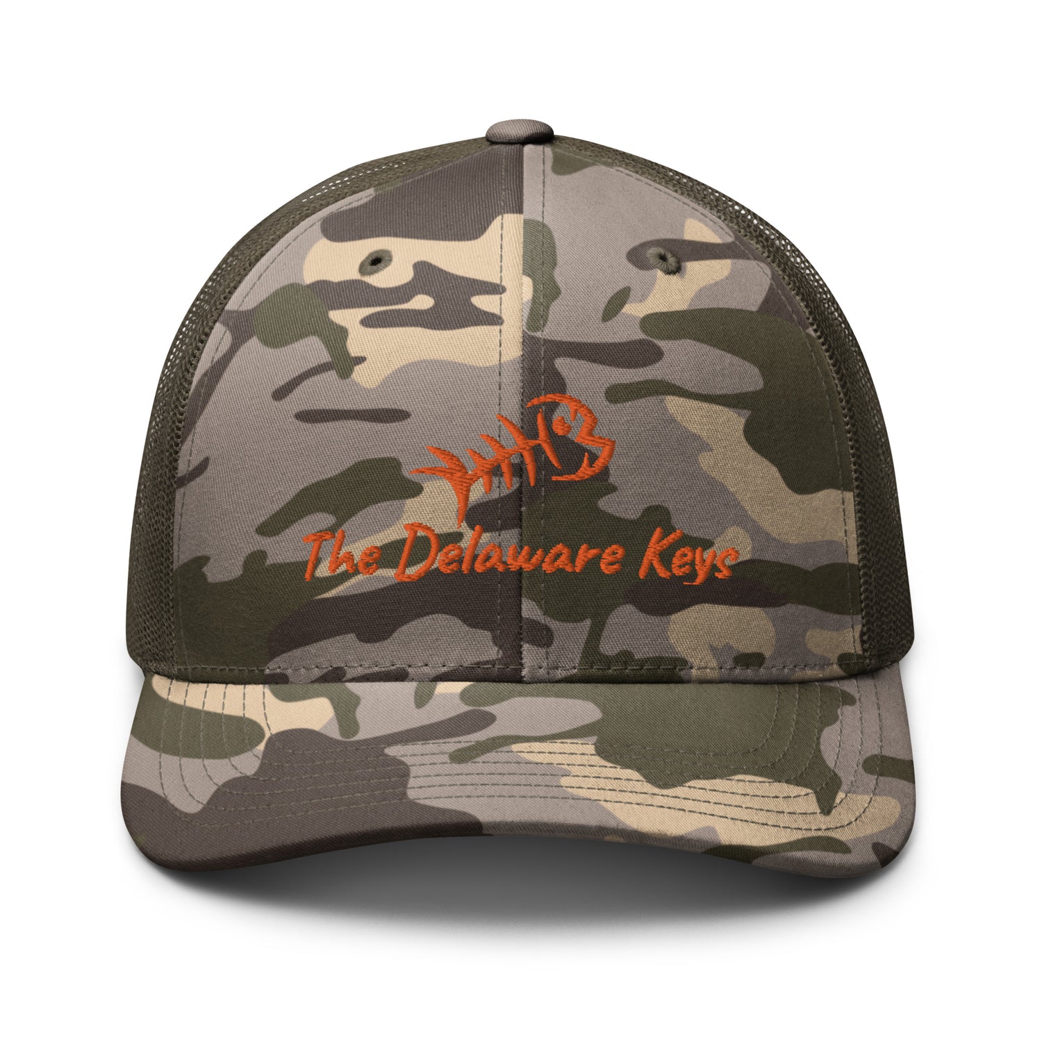 Orange Bonefish Camouflage trucker hat