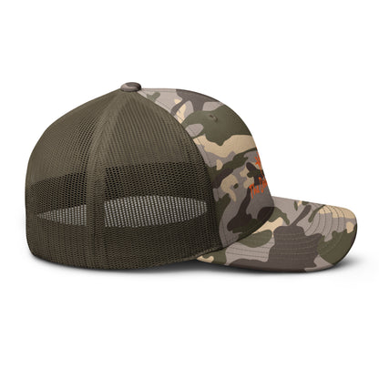 Orange Bonefish Camouflage trucker hat