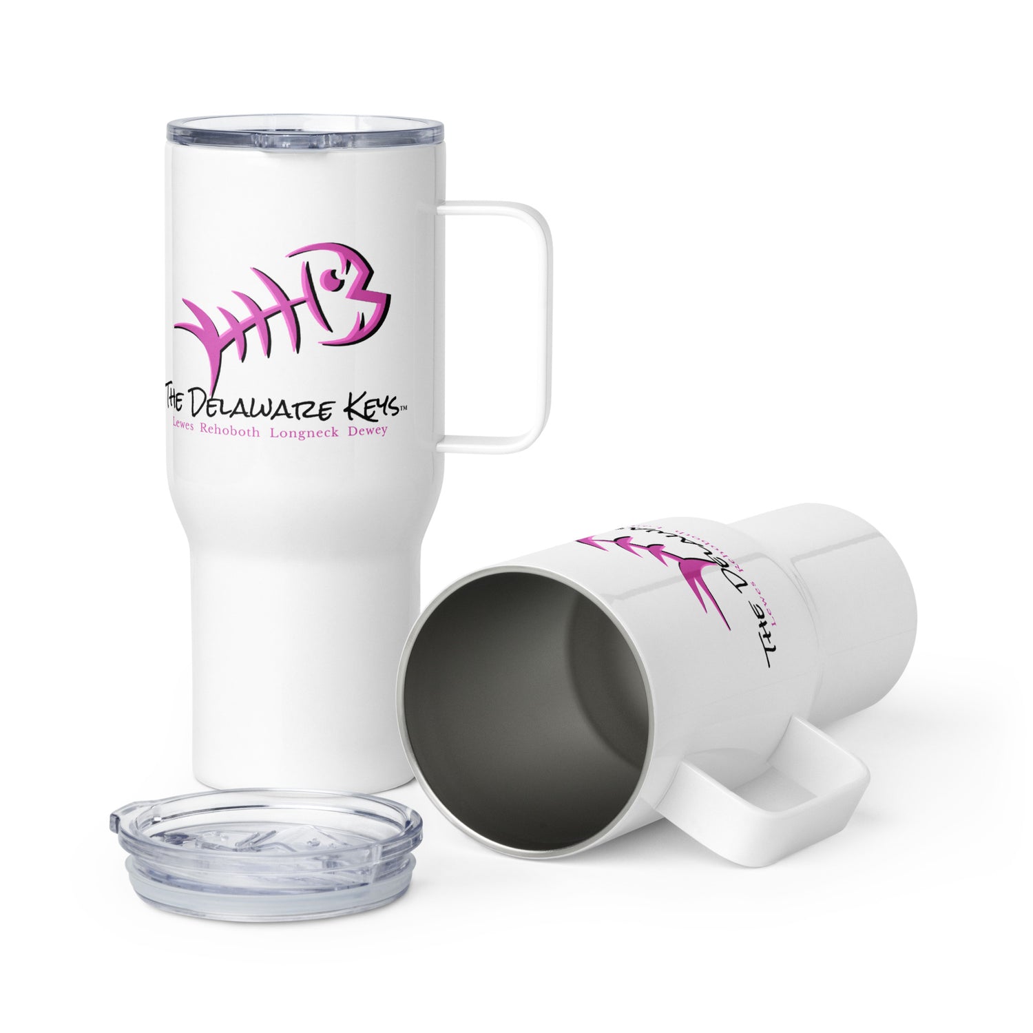 Travel mug with a handle Pink Bonefish