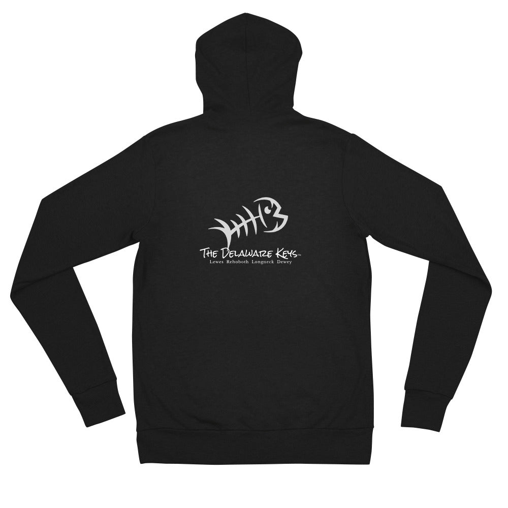 White Bonefish Unisex zip hoodie