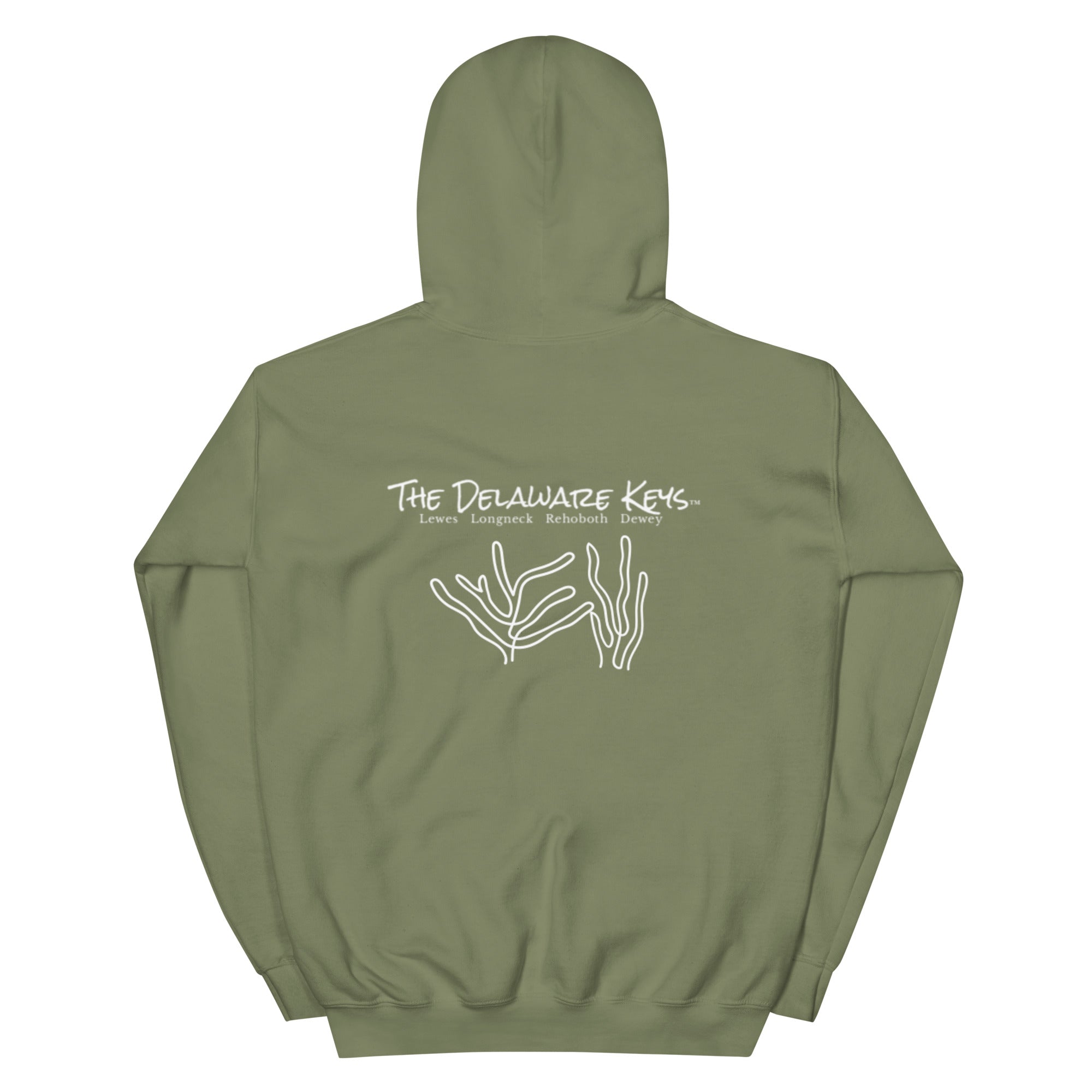 White Bonefish/ with Coral back Hoodie